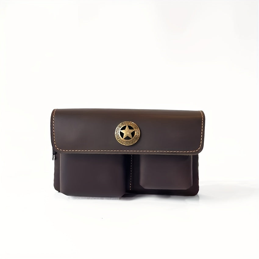 Men's Genuine Leather Belt Bag Multi-function Storage Bag For Keys, Mobile Phones, Tissues, Chargers, Multi-pocket Waist Bag