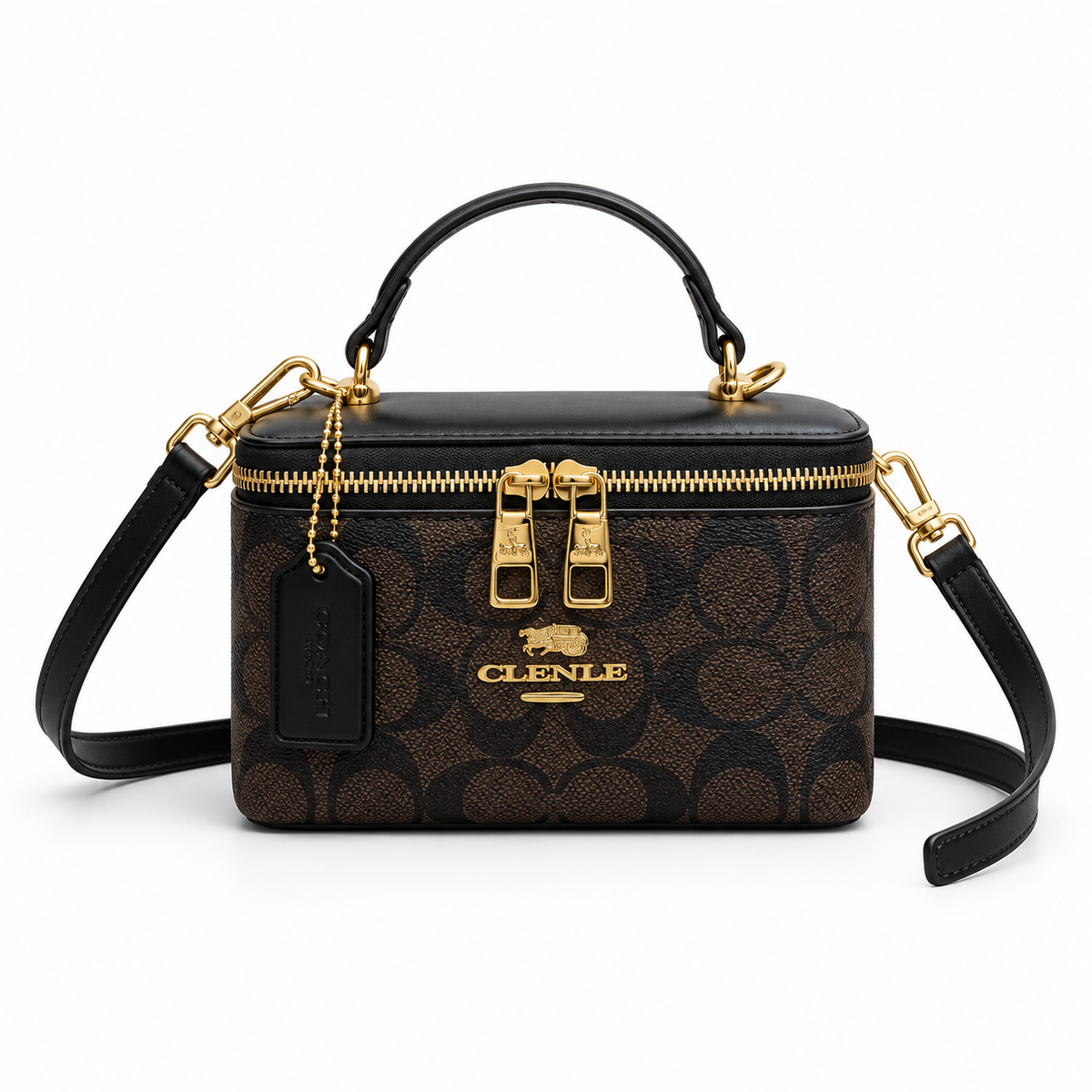 Elegant Black Monogram Box Crossbody Bag