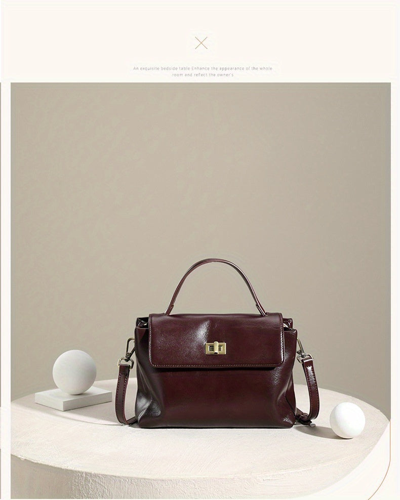 Solid Color Luxury Leather Women's Shoulder Bag, Crossbody Bag for Women, 2025 New High-End Retro Shoulder Bag