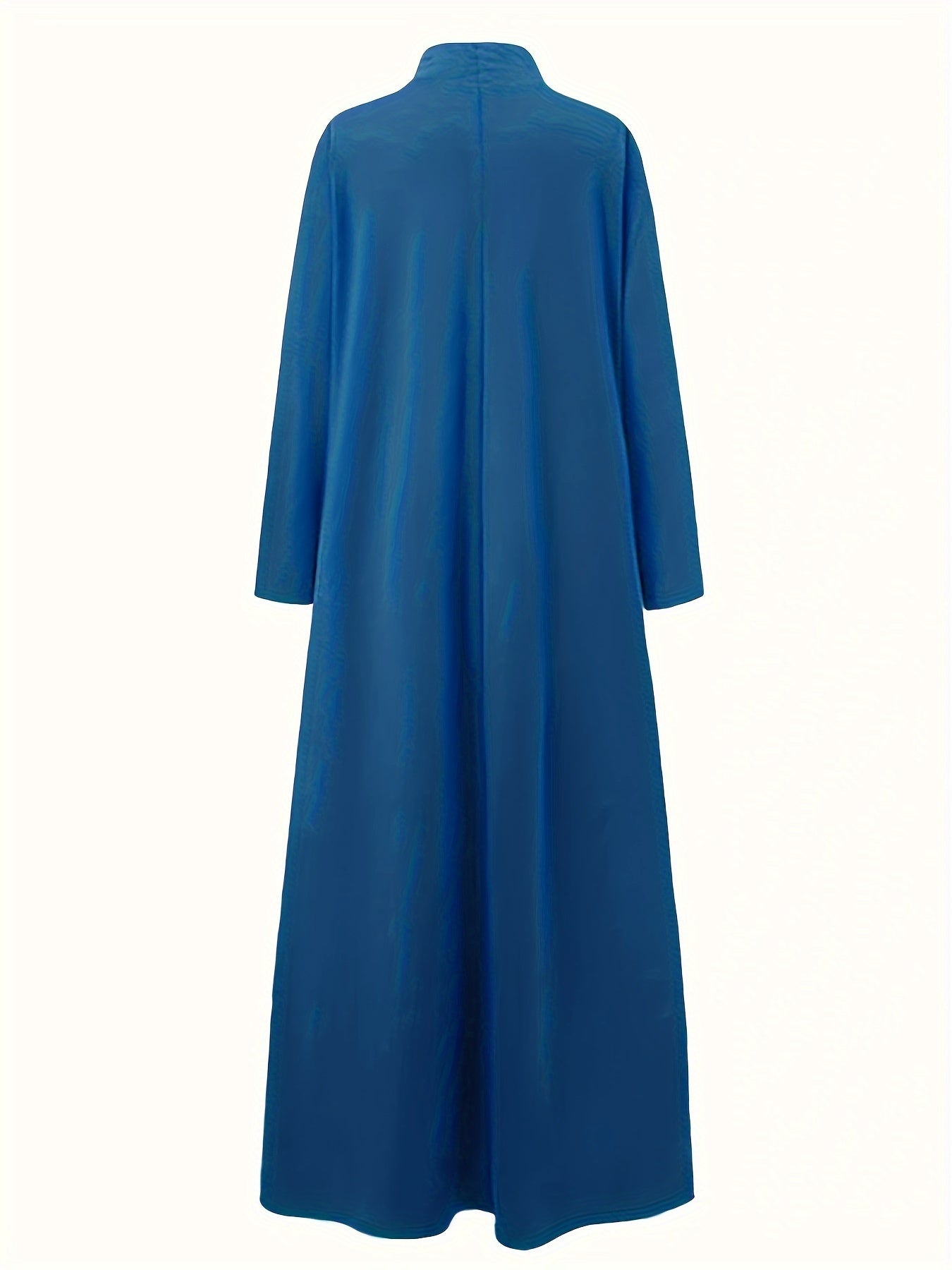 Solid Color High-Neck Long Arabic Abaya for Women in Muslim Style