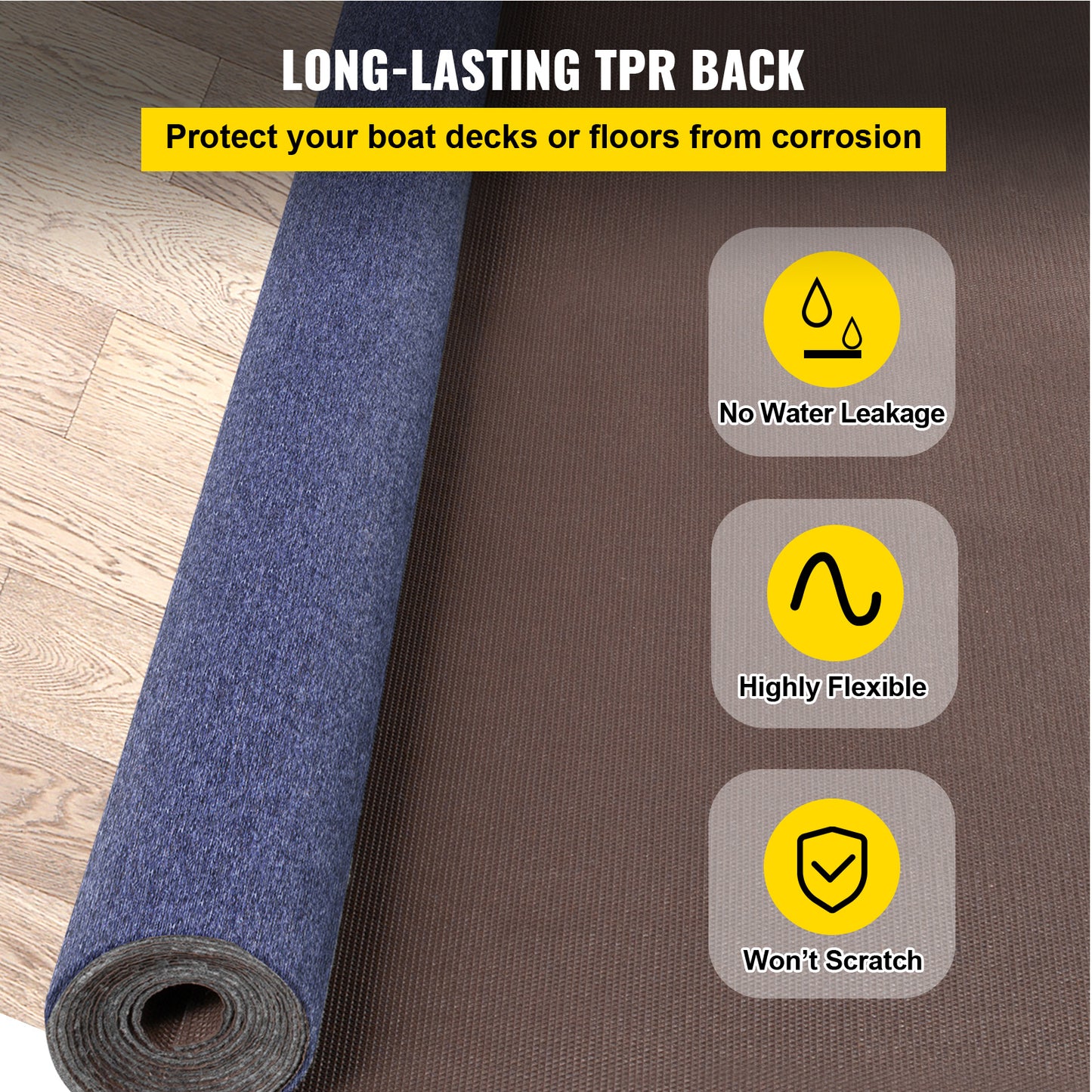 Deep Blue Marine Carpet 6 ft x 39.3 ft, Boat Carpet Rugs, Indoor Outdoor Medium Rugs for Patio Deck Non-Slide TPR Water-Proof Back Outdoor Marine Carpeting Outdoor Carpet