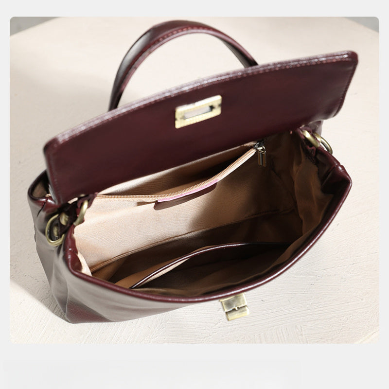 Solid Color Luxury Leather Women's Shoulder Bag, Crossbody Bag for Women, 2025 New High-End Retro Shoulder Bag