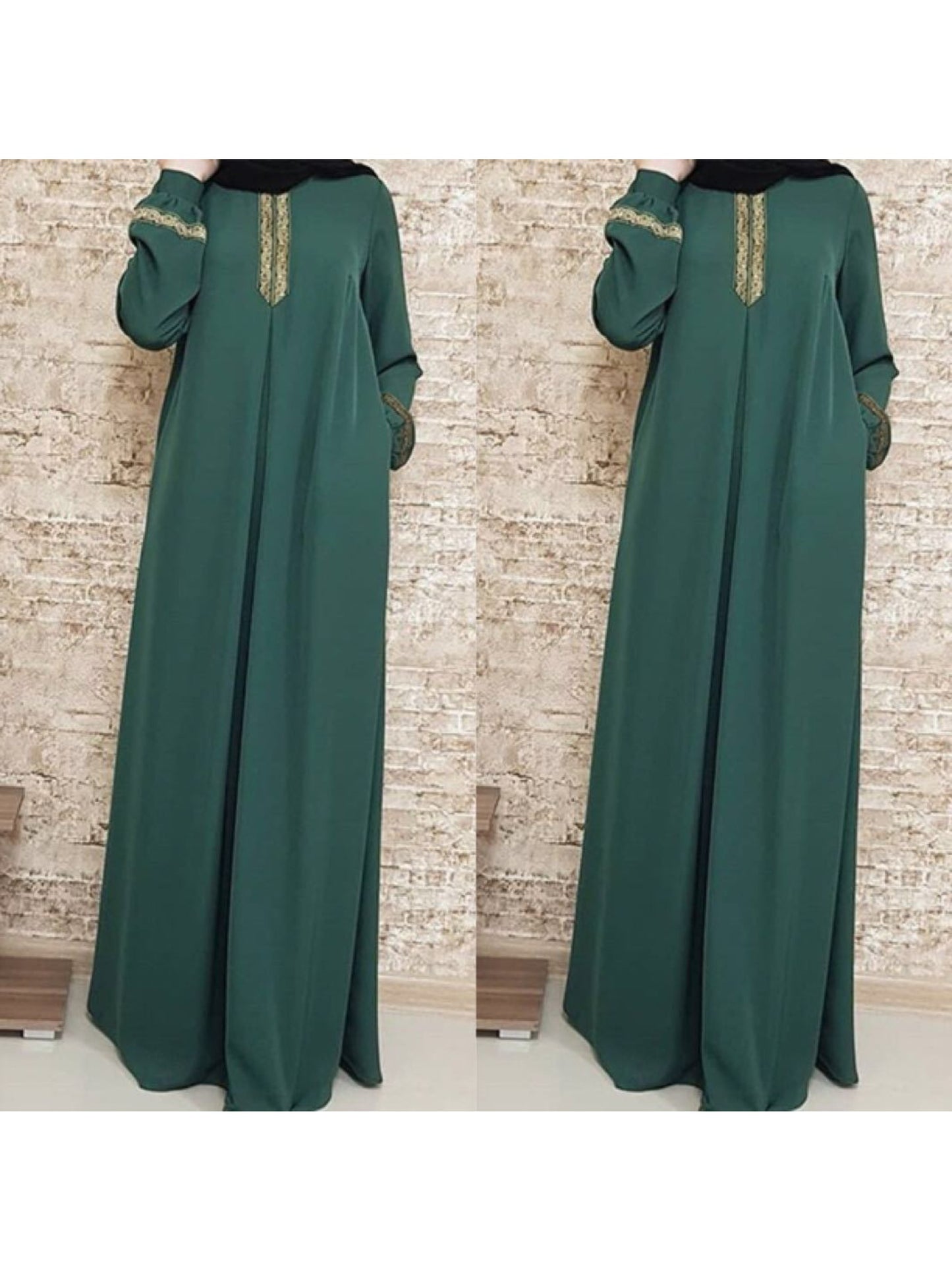 Plus Size, Women's Islamic Palestinian Abaya - Long Abaya Gown with Zipper Closure, Elegant Black Islamicrobe for Everyday & Special Occasions, Machine Washable Muslim Formal Attire, Modest Fashion
