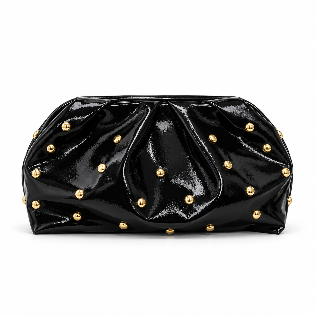 Black Studded Leather Evening Clutch Bag