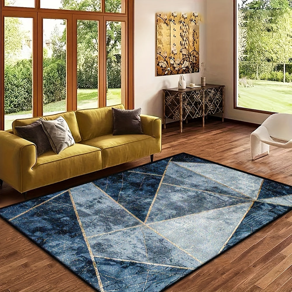 Washed Bottom Imitation Cashmere, Weight 1200G Per Flat, Thickness 1pc, Machine Washable Geometric Pattern Carpet, Medium Thickness Polyester Rug, Suitable for Indoor