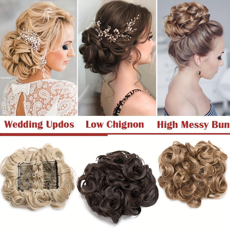 Curly Bun Extensions Scrunchie Combs In Messy Bun Hair Piece For Women