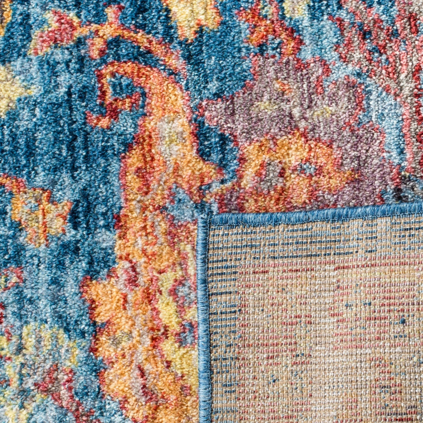 Blue, Rose Coloured Indoor Power Loomed Easy Care Medium Area Rugs For Home Decor Rug for Living Room, Bedroom, Dining Room, Home Office, Basement