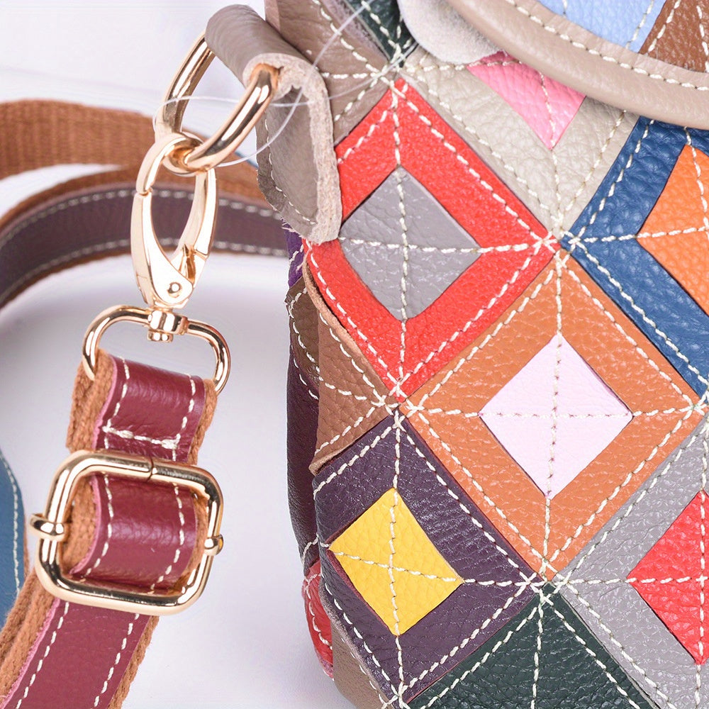 New Genuine Leather Women's bag with cowhide colored casual bag cover for Women's one-shoulder crossbody fashionable small square bag