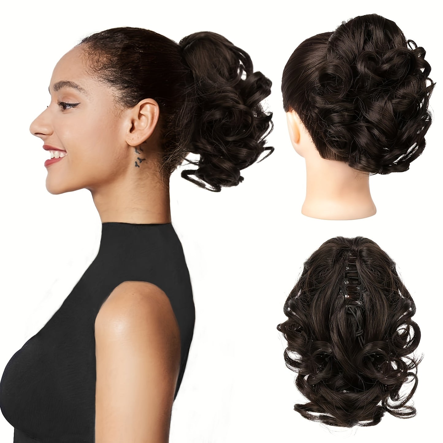 8 Inch Wavy Clip-In Ponytail | Jumbo Claw Clip Synthetic Hair Extensions for Women