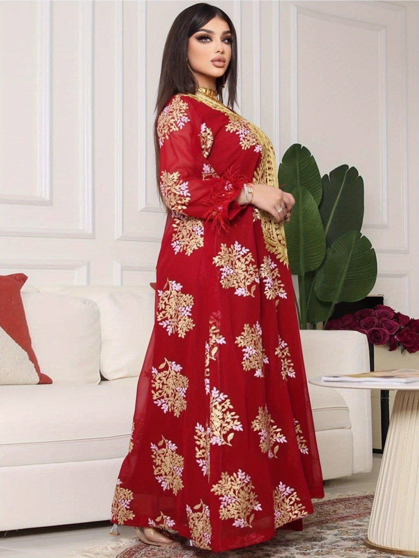 2025 Spring-Summer Round neck Printing Embroidery Regular sleeve Kaftan
