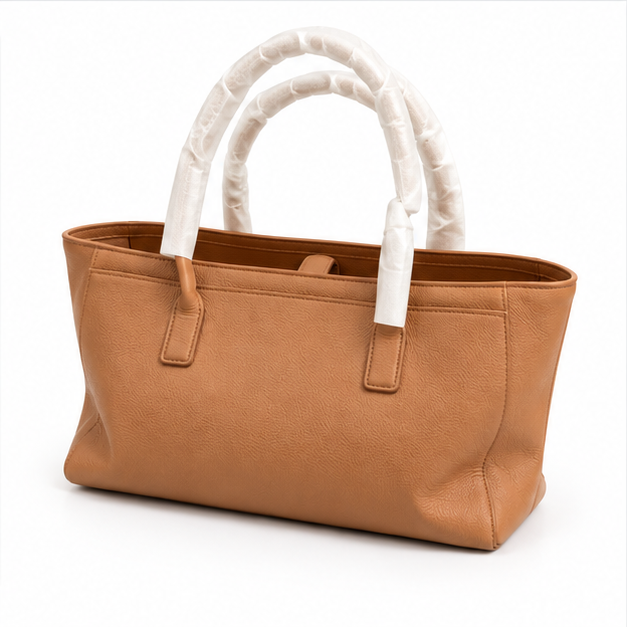 Camel Pebbled Leather Everyday Tote Handbag