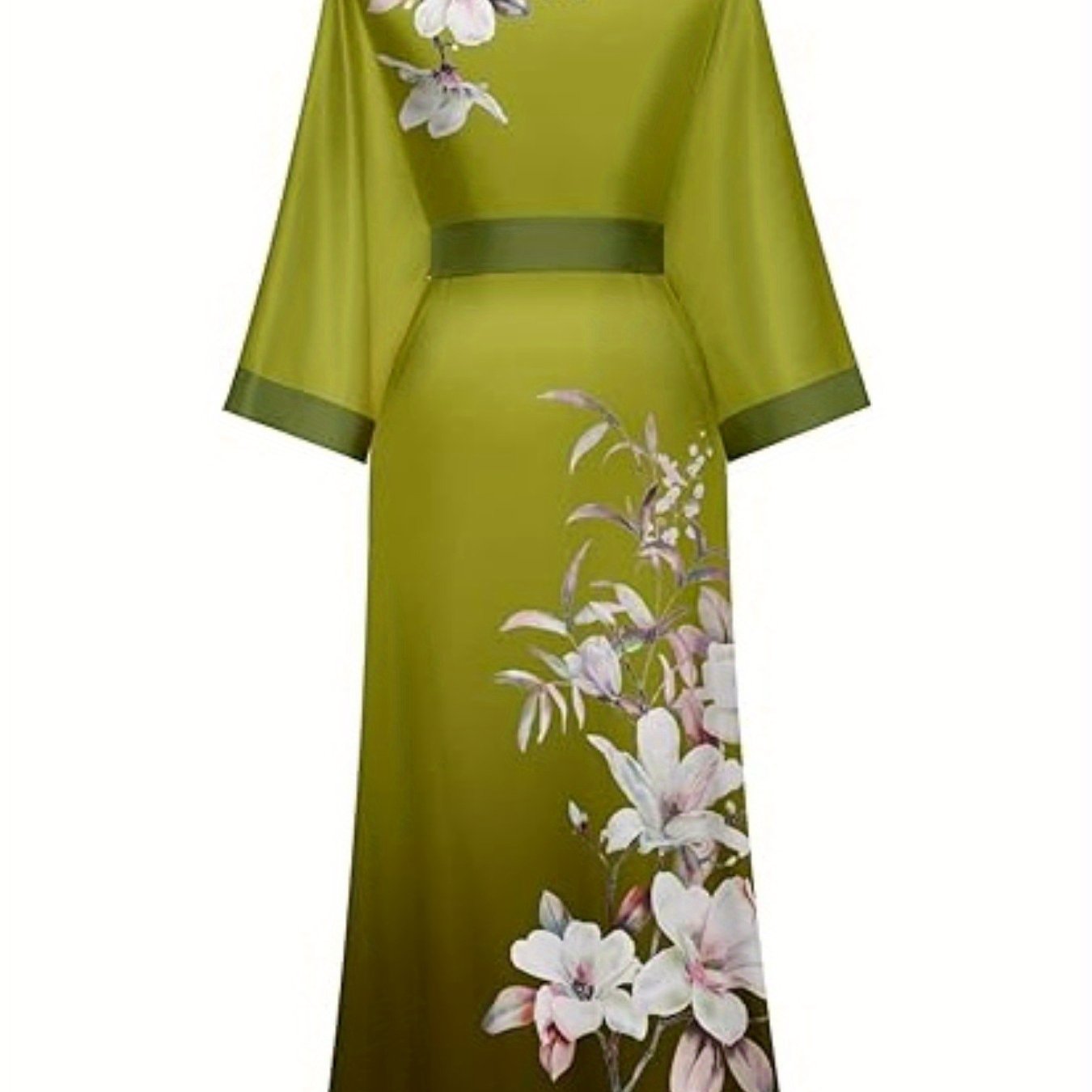 Women's Kimono Robe Long Bathrobe Women's Pajamas Floral Print Wedding Robe Nightgown Satin Bridesmaid Robe