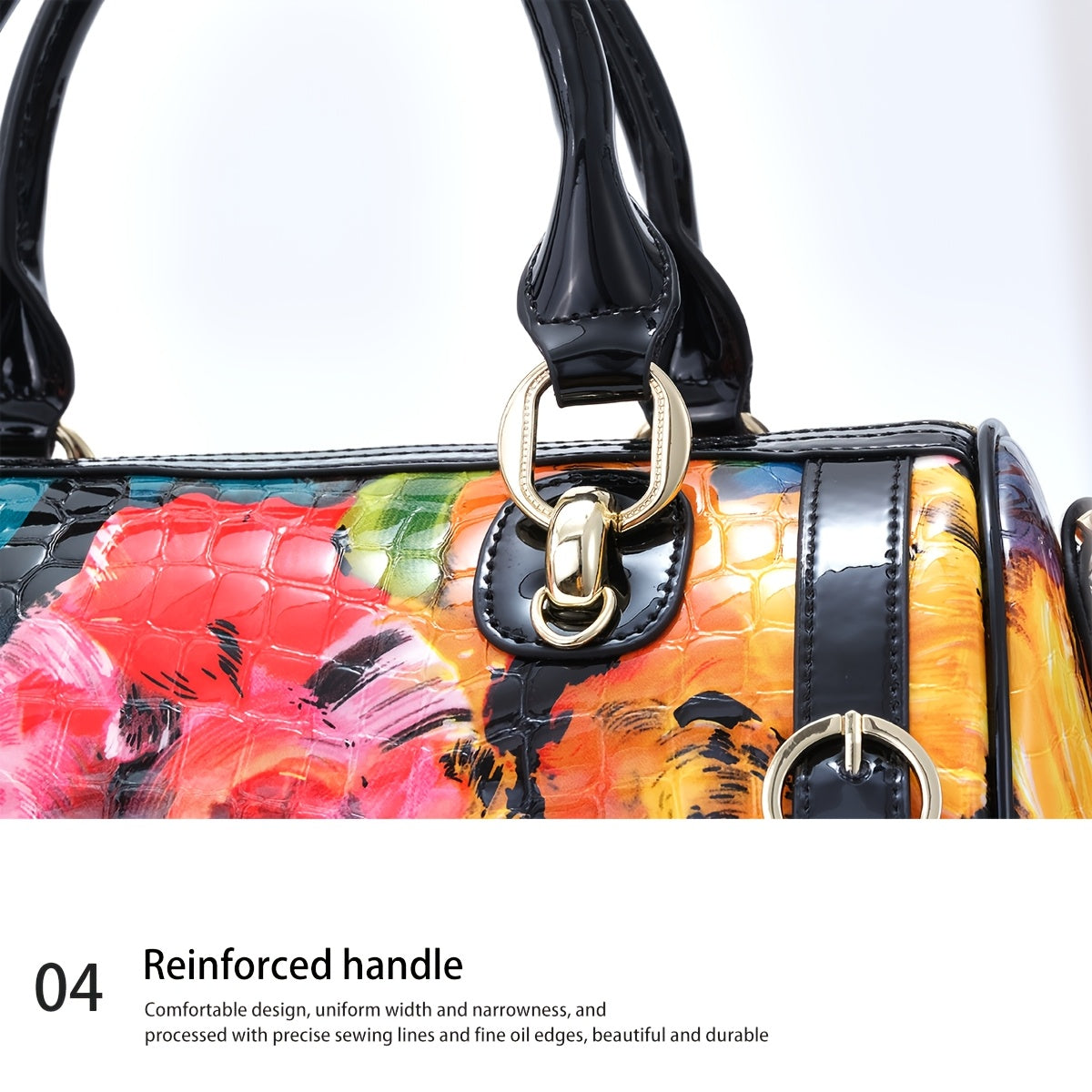 Leather Crossbody Handbag, Doodle Top Handle Messenger Bags For Women, Designer Handbags Crossbody Bags, Large Size, With Zipper, Adjustable Shoulder Strap, Satchel Purse