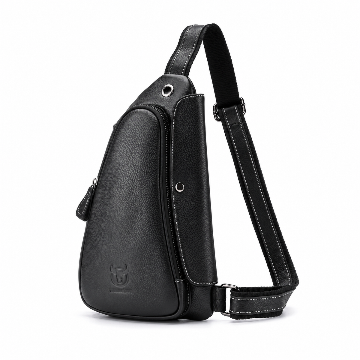 Black Textured Crossbody Sling Bag