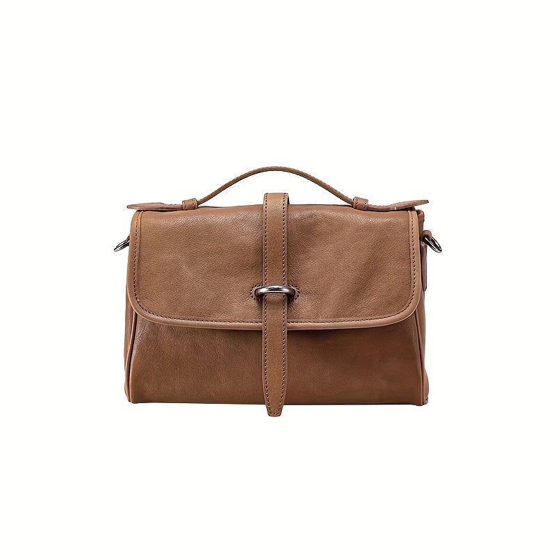 Genuine Leather Satchel Postman Cow Genuine Leather Vintage Postman Bag Women's Commuting Single Shoulder Crossbody Bag Niche Bag