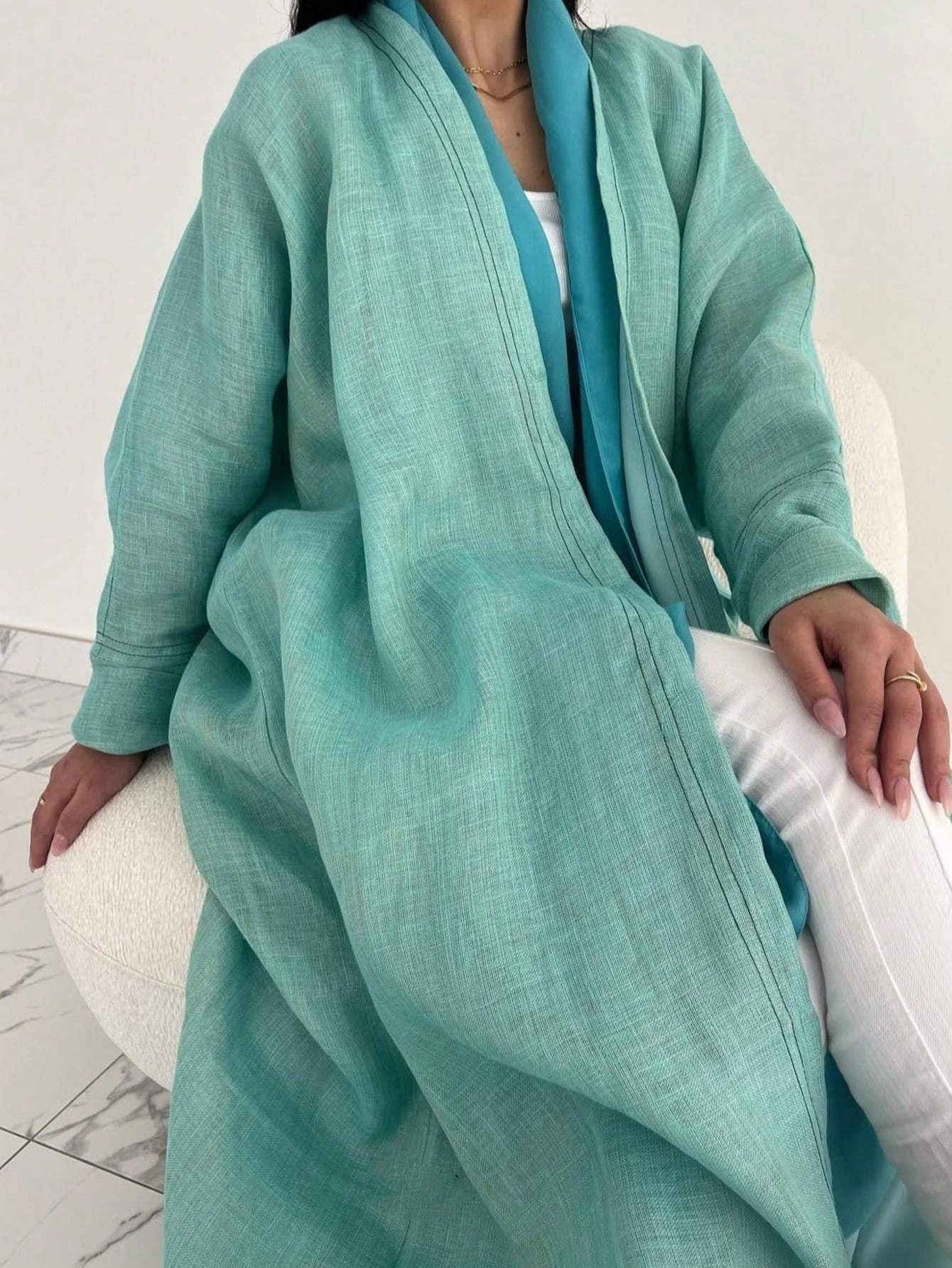 1pc Middle Eastern Women's Elegant Long Sleeve Arabic Abaya - Loose Fit H-Line Long Robe with Solid Color, Hand Wash/Dry Clean, All-Season Traditional Attire, Modest Fashion | Flowing Garment