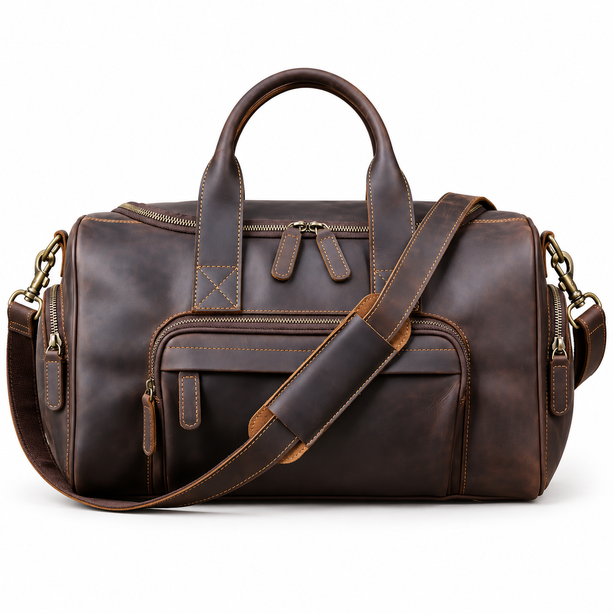 Classic Brown Overnight Duffel Travel Bag