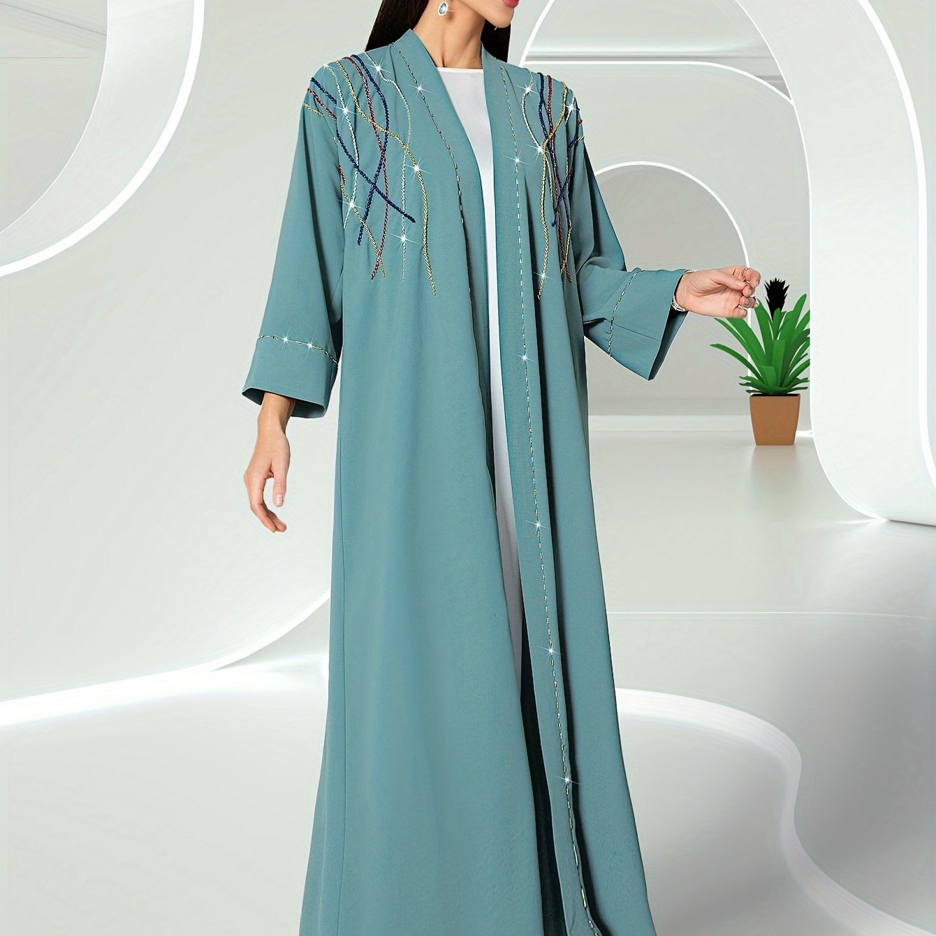 New Spring And Summer Abaya Hand-sewn Diamond Robe Outerwear Open Shirt Arabic Ready-to-Wear Women's Clothing