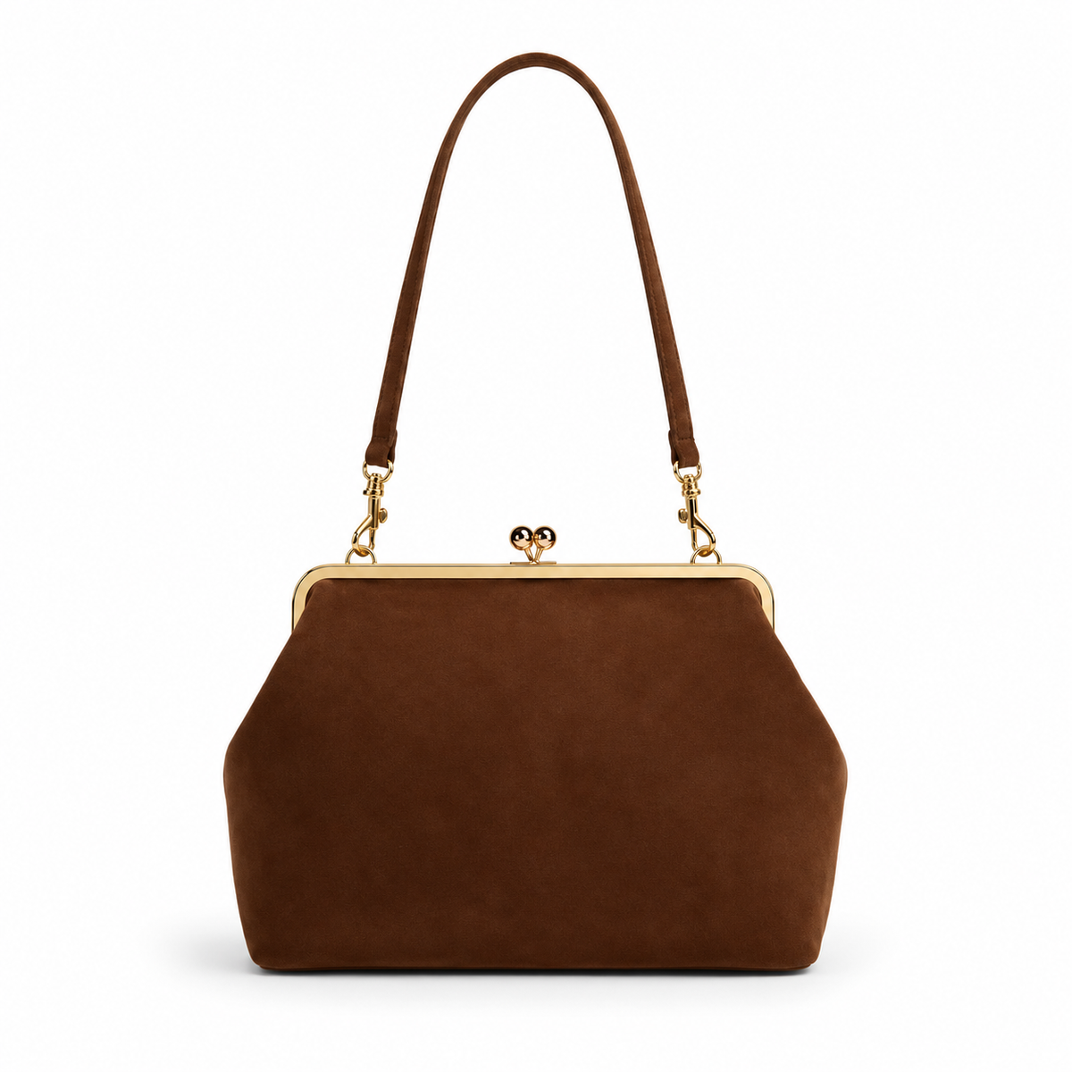 Vintage Brown Kiss Lock Clutch Bag