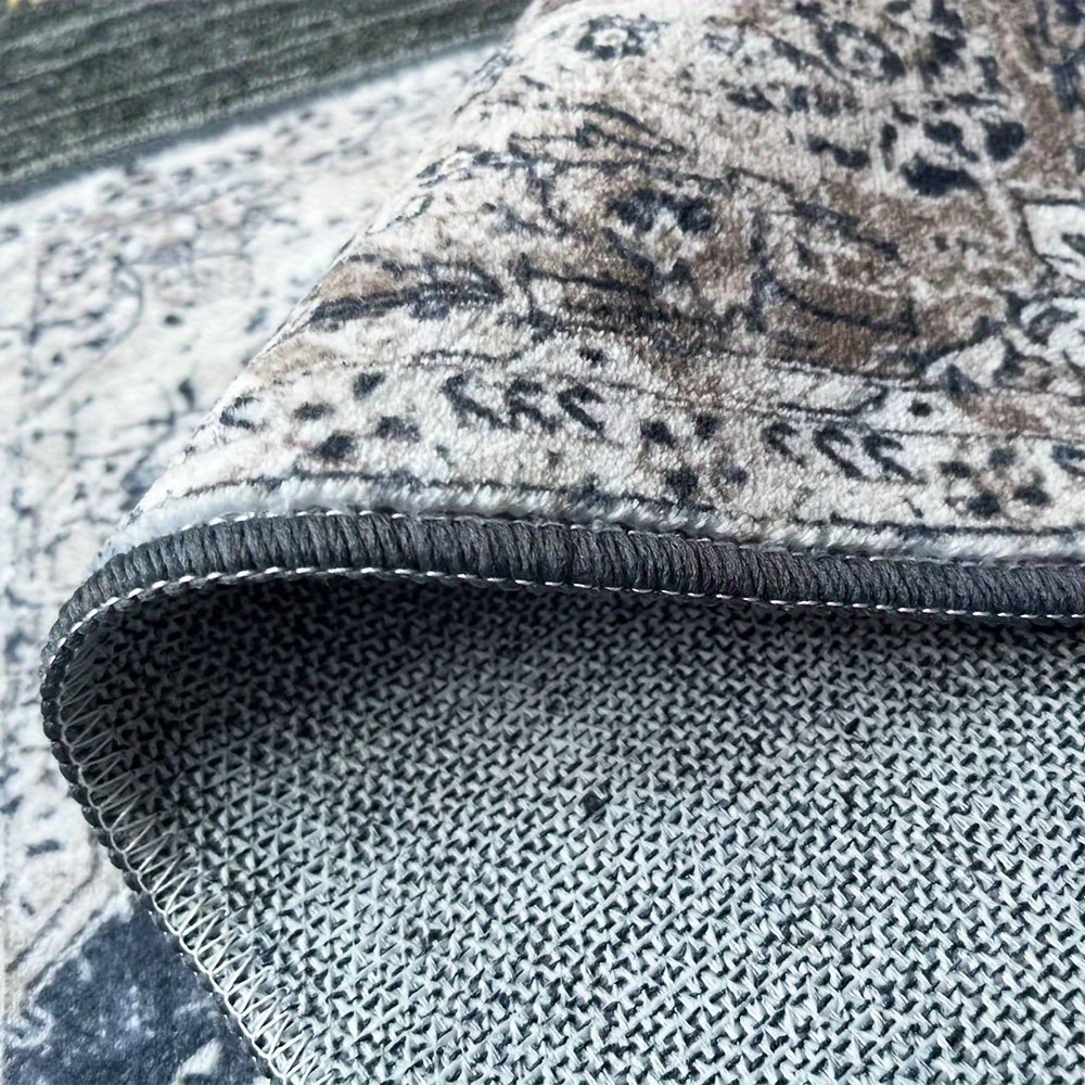 Washed Bottom Imitation Cashmere, Weight 1200G Per Flat, Thickness 1pc, Machine Washable Geometric Pattern Carpet, Medium Thickness Polyester Rug, Suitable for Indoor