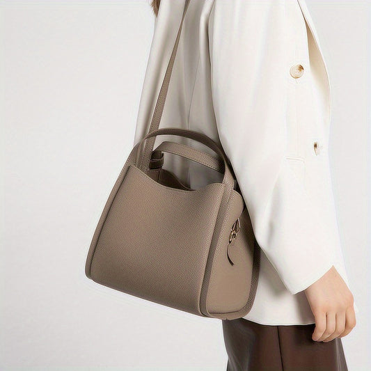 Genuine Leather Women’s Handbag - Elegant Tote Bag with Large Capacity, Versatile Shoulder Bag for Everyday Use