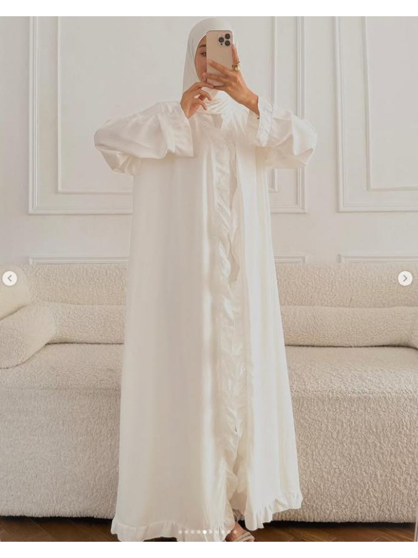 Women's Elegant Arabic Abaya Robe - Lightweight Breathable Loose Fit Long Sleeve Arabic Dress with Belt, Solid Color Machine Washable All-Season Casual & Formal Wear