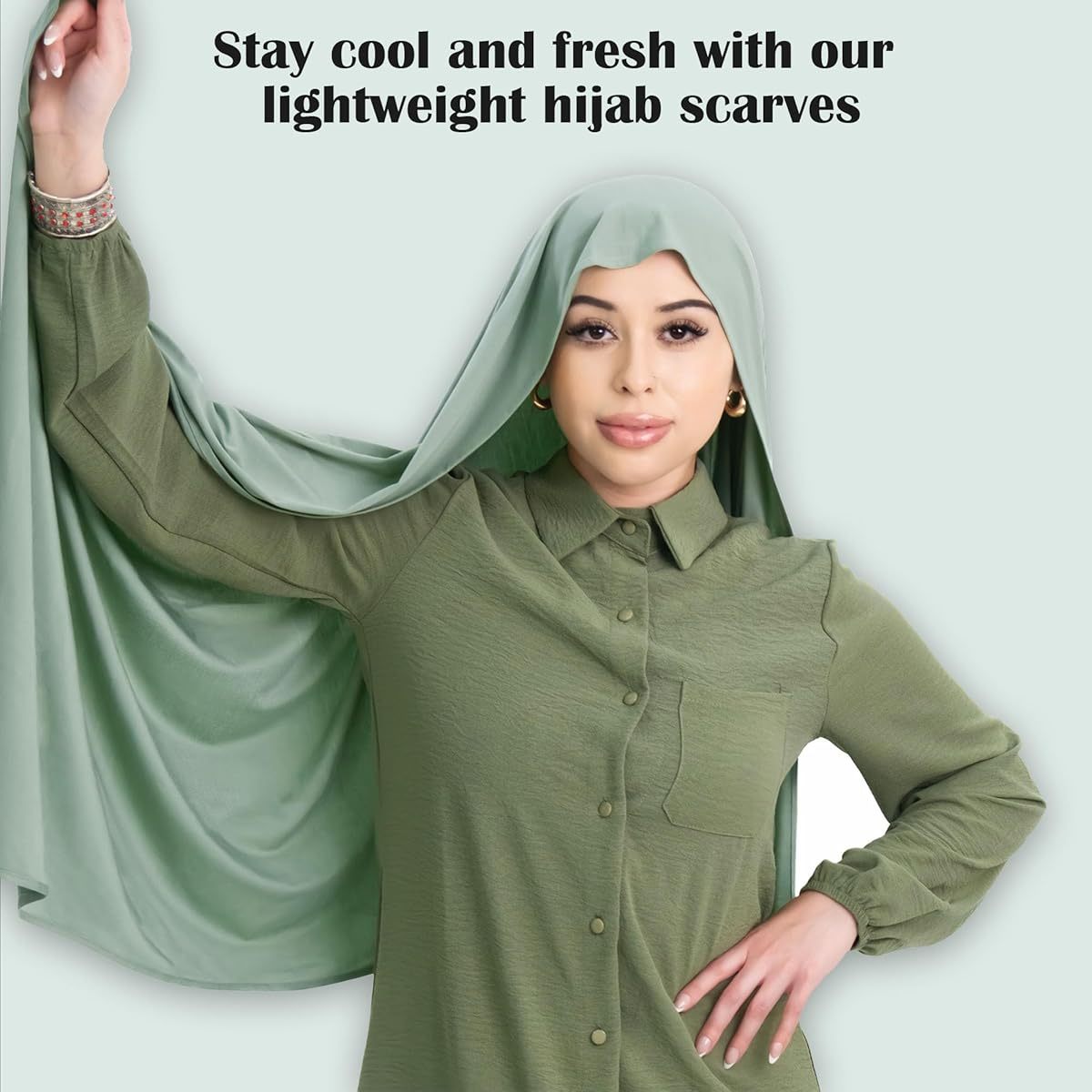 Zari Hijabeez Premium Bamboo Jersey Hijab Scarves - Elastic Long Plain Muslim Shawls for Women, Soft Breathable Turban Head Wraps with Adjustable Fit, Hand Wash/Dry Clean, Versatile for Casual & Formal Wear