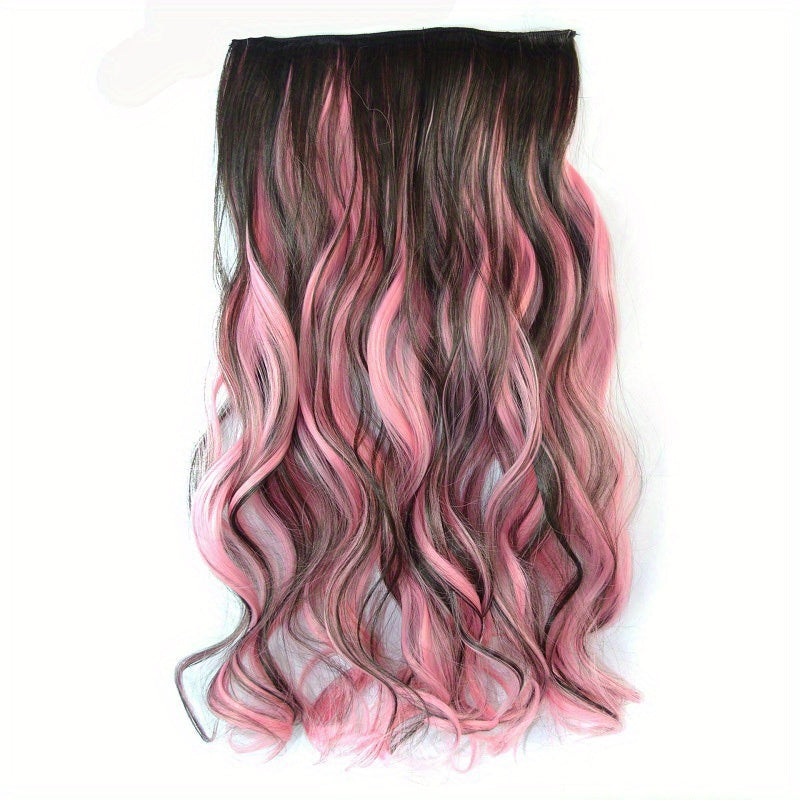 One Piece Hair Extension Synthetic 5 Clip Long Curly Hair Extensions Wig Natural Lifelike Wig