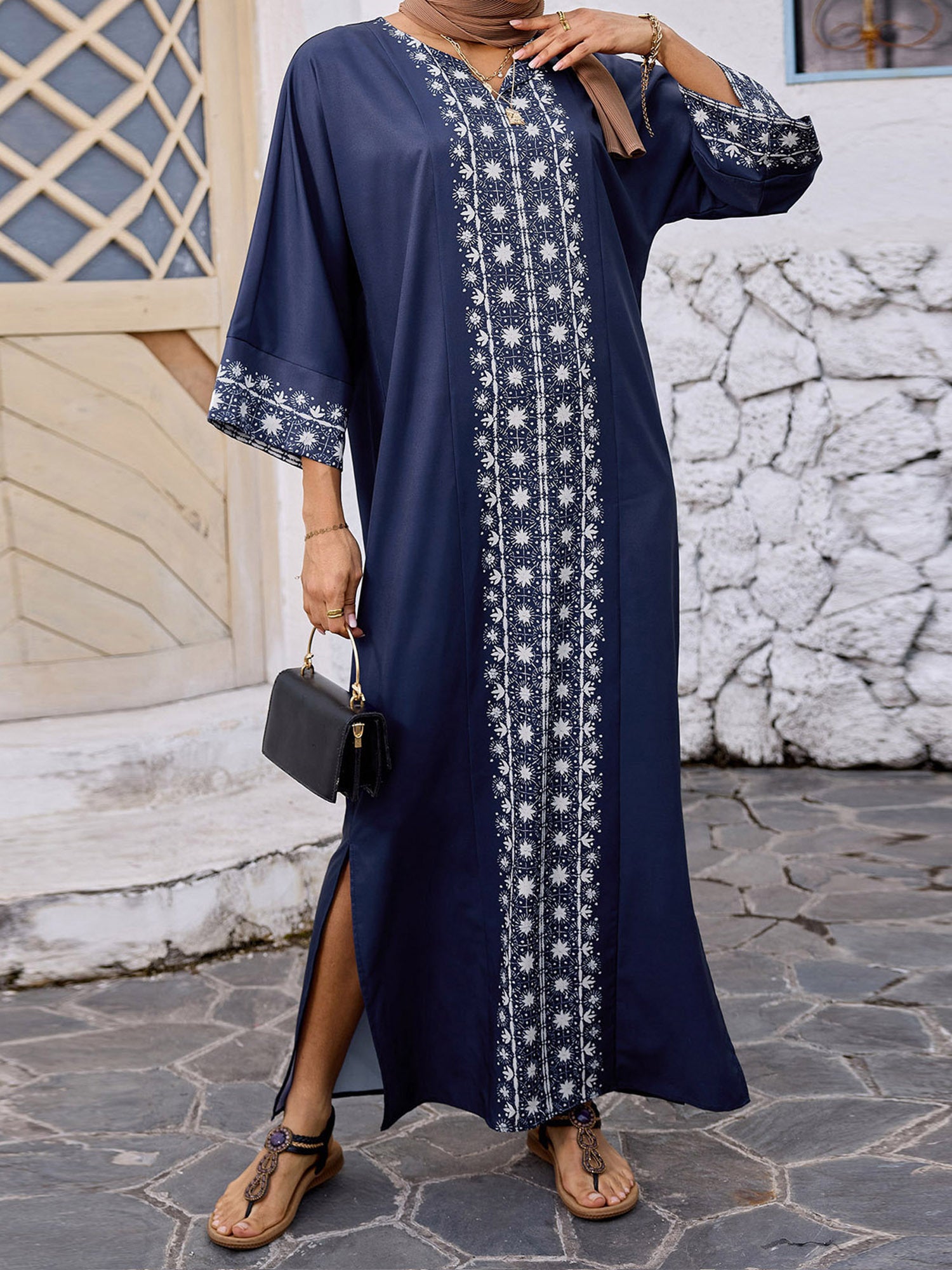 arab loose dress Leopard Print Loose Dress Abaya Muslim Women's Ramadan Arab Party Evening Dresses Robe Brown Dress S at Amazon Women's Clothing store