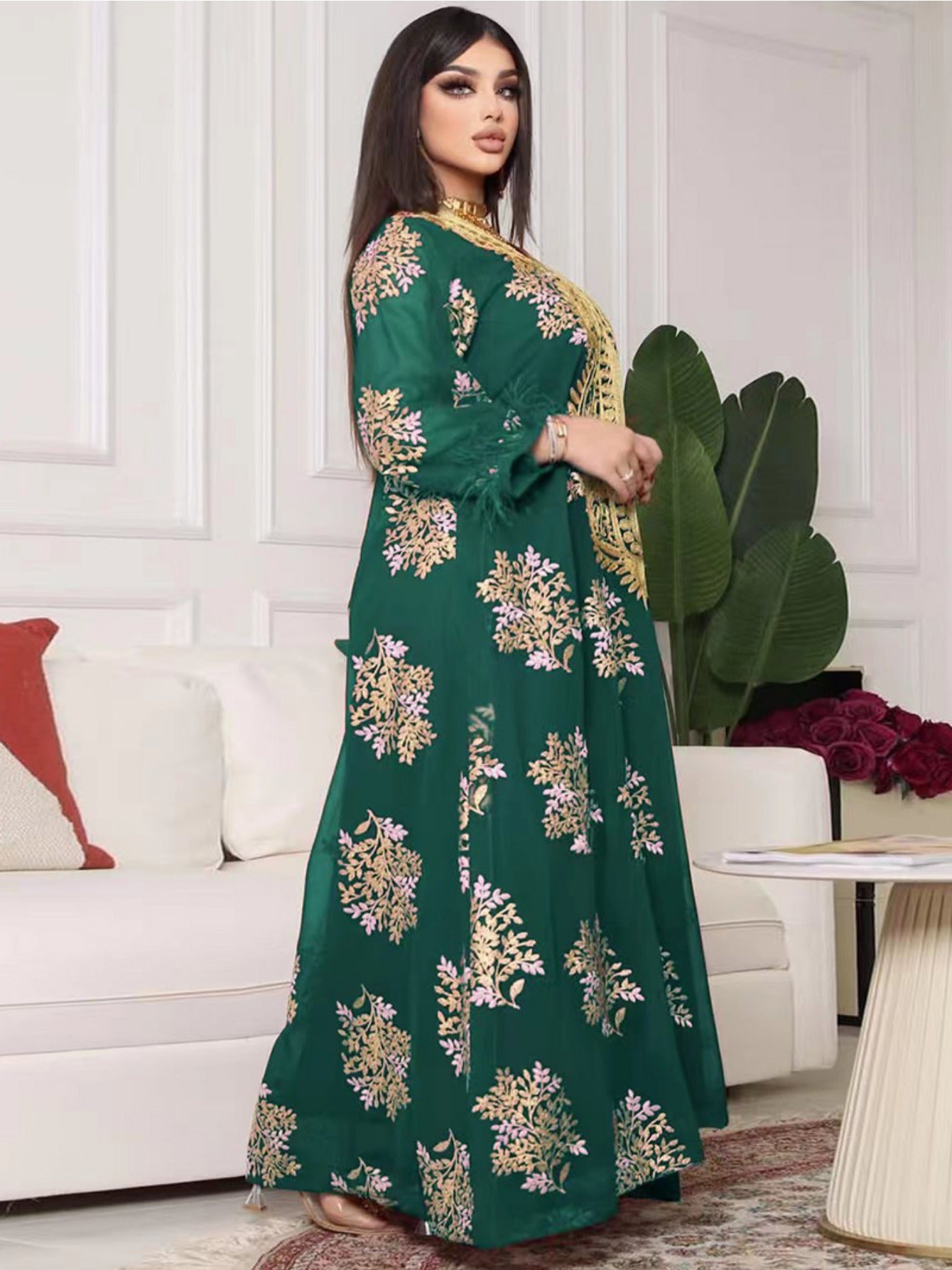2025 Spring-Summer Round neck Printing Embroidery Regular sleeve Kaftan