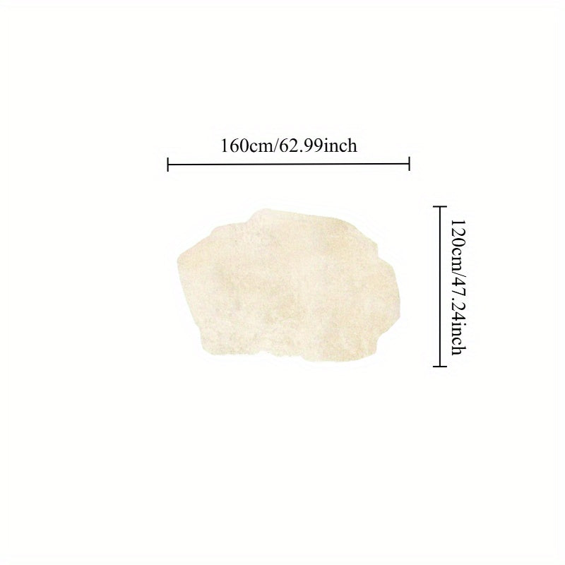 Faux Imitation Cashmere 1000g 10mm French-Style Cream Living Room Decor Large Area Rug, Ins Light Luxury Marble Texture Bedroom Plush Carpet, Fluffy Soft Lounge Rug, Irregular Washable Non-Slip Mat