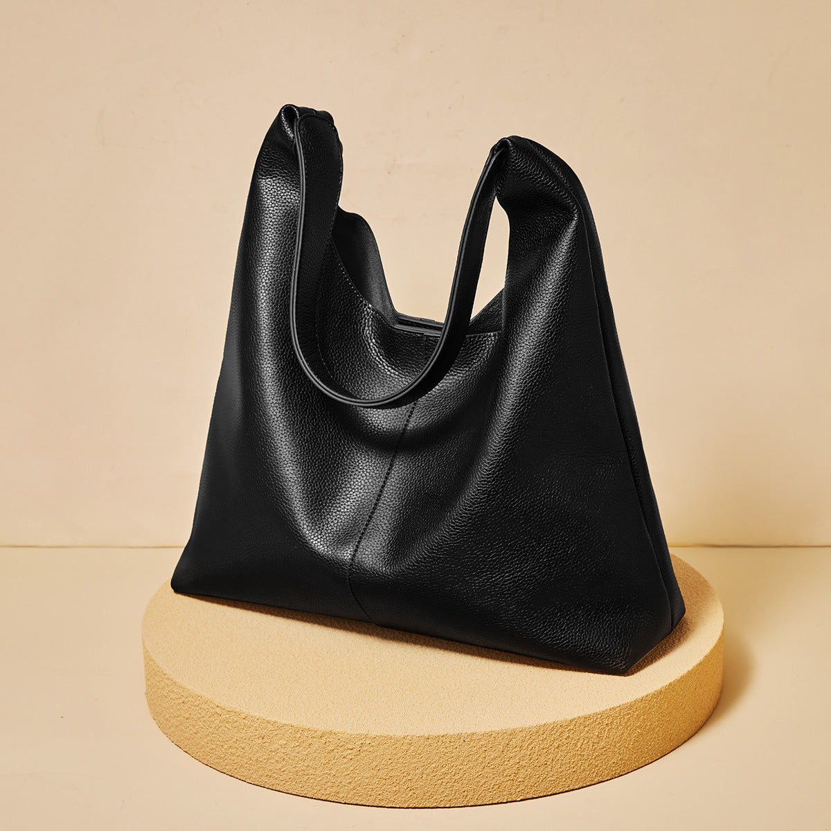 Women's Leather Tote Bag - Large Capacity Bucket Crossbody Bag with Adjustable Shoulder Strap