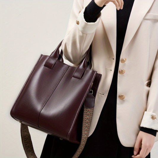 Genuine Leather Tote Bag - Large Capacity Convertible Crossbody Shoulder Messenger Bag