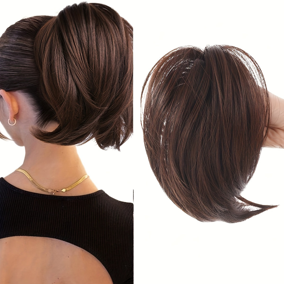 Messy Bun Hair Clip For Women | Straight Ponytail Extension 8inch Black