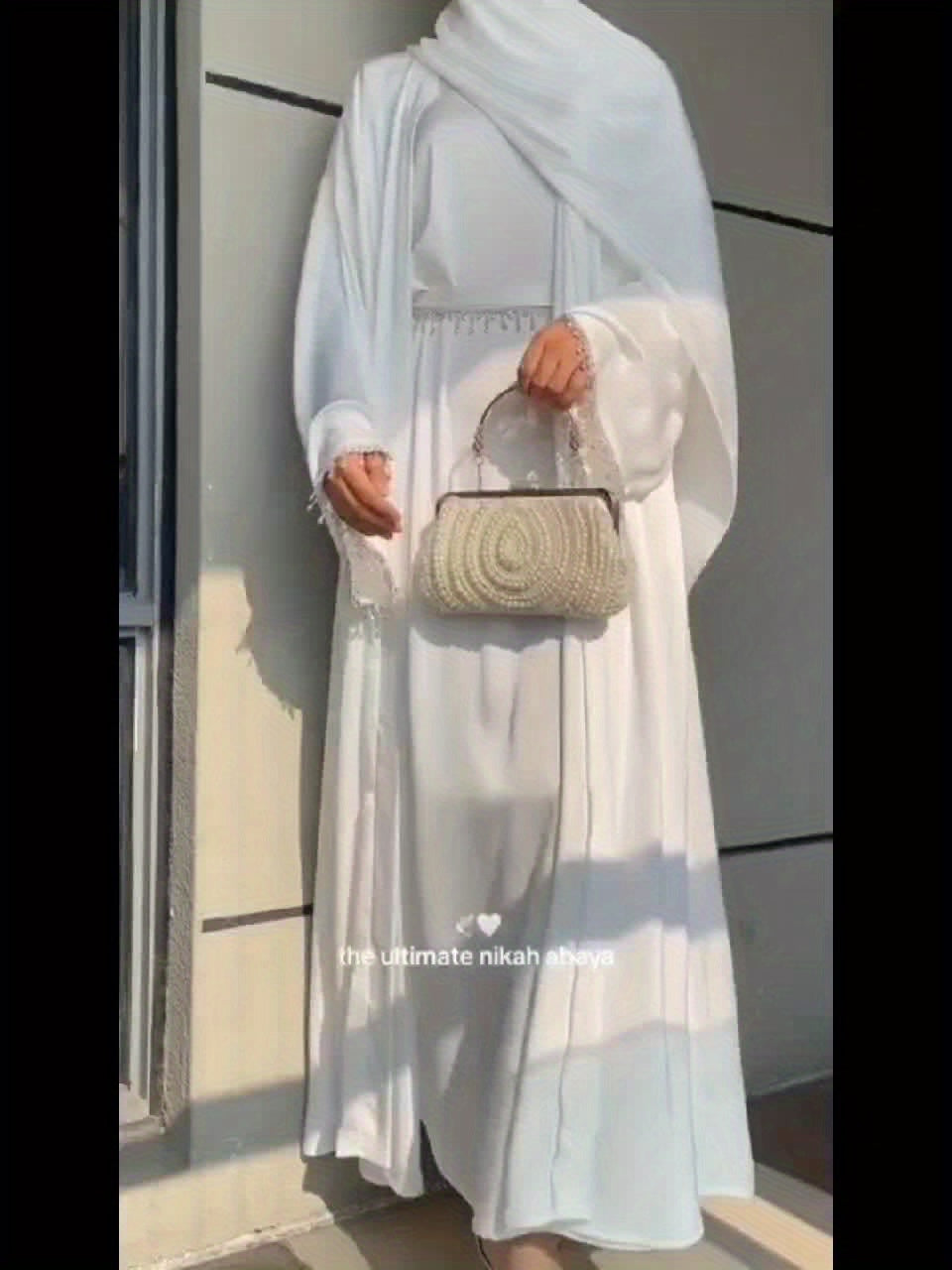 4pcs Satin Diamond Tassel Emirati Abaya Set Eid Al Adha, Abaya Muslim Women's Ramadan Iftar Eid Al Adha Iftar Holy Commemoration Prayer Garment Long Robe Gown Global Spring Summer