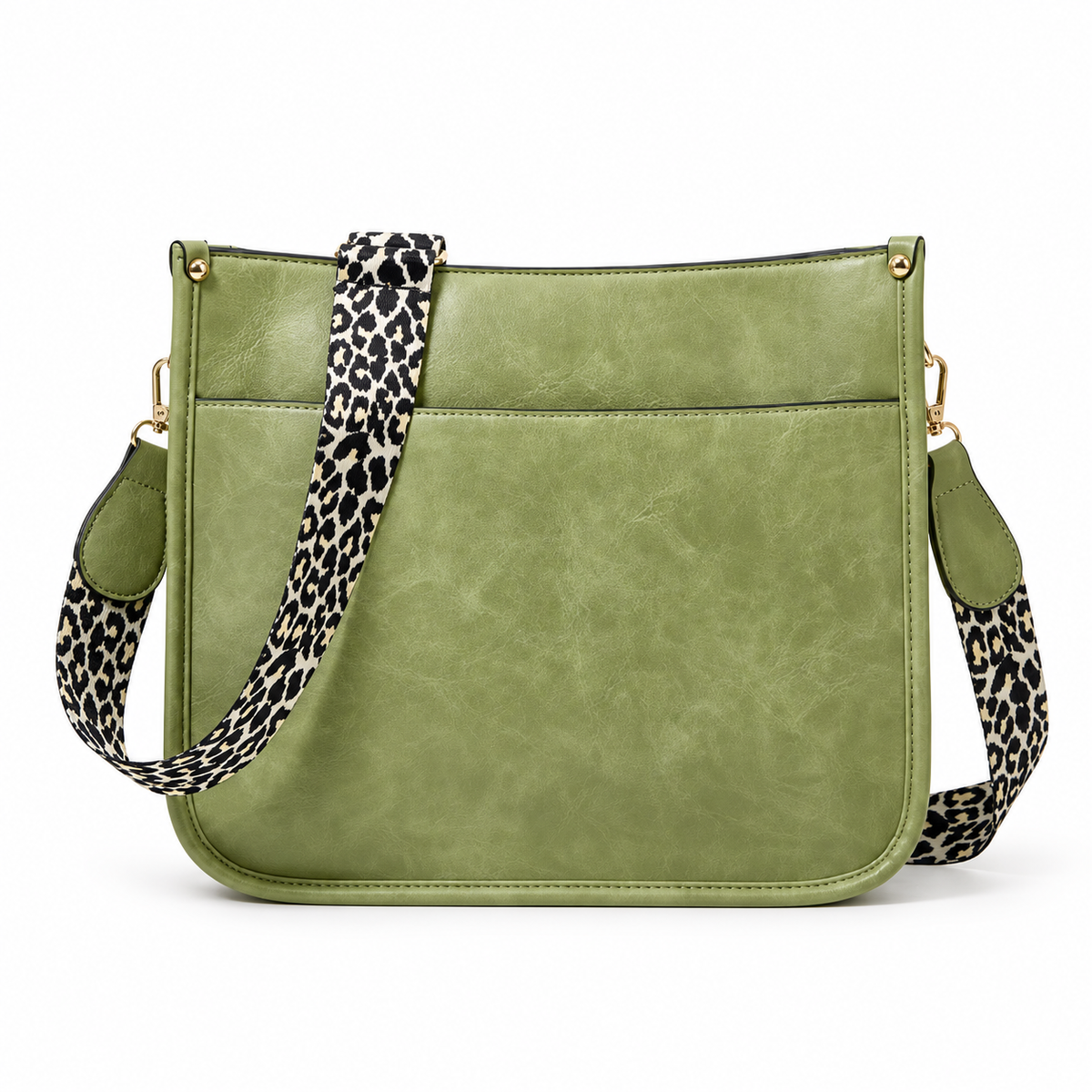 Olive Green Leopard Strap Crossbody Bag