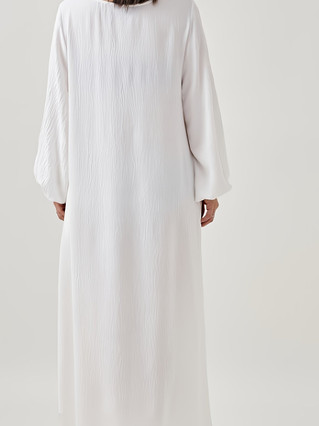 Polyester Muslim Pakistani Abaya - Comfortable, Casual, Solid Color with Bubble Pleats, Elastic Cuffs, Flowy Hem, Machine Washable
