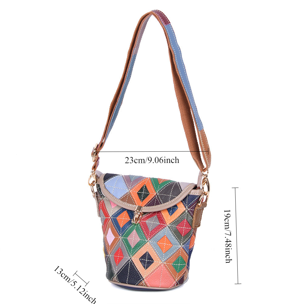 New Genuine Leather Women's bag with cowhide colored casual bag cover for Women's one-shoulder crossbody fashionable small square bag