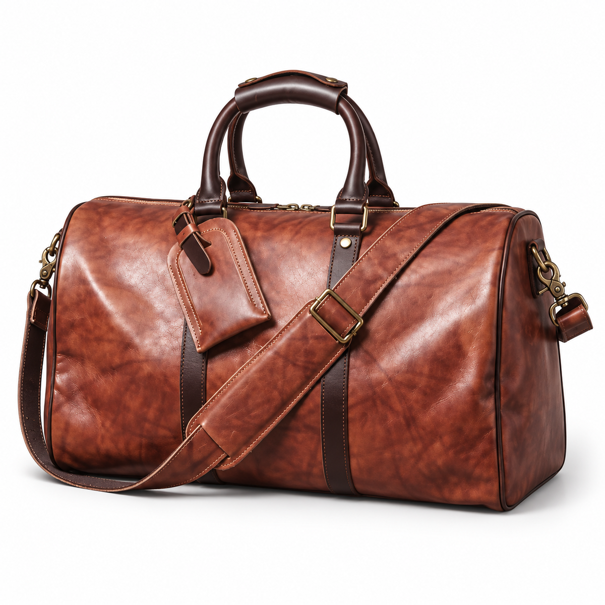 Vintage Brown Overnight Travel Duffel Bag