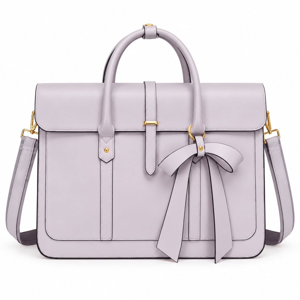 Lavender Bow Detail Leather Laptop Bag