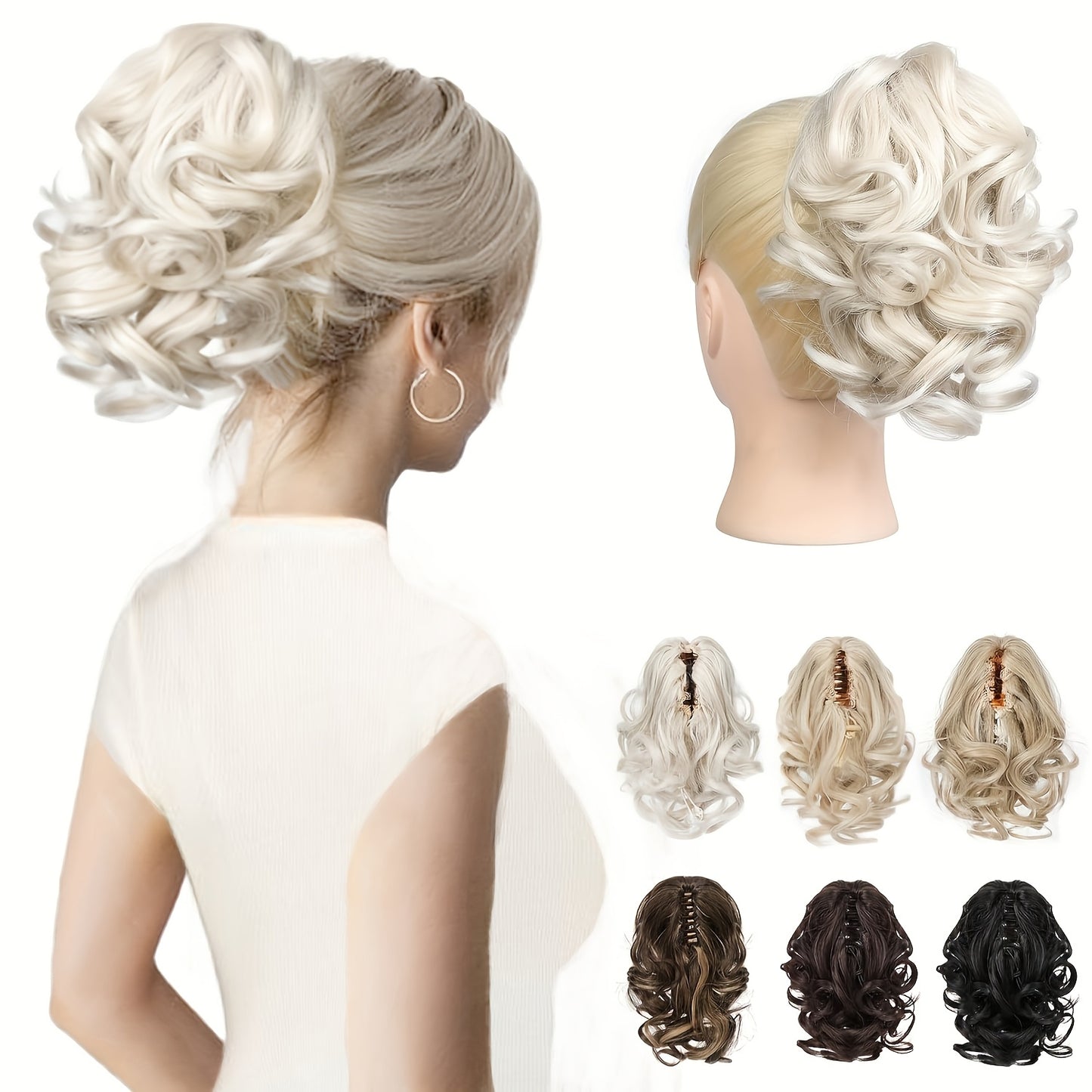 8 Inch Wavy Clip-In Ponytail | Jumbo Claw Clip Synthetic Hair Extensions for Women