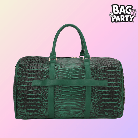 BagParty Crocodile-Print Leather Duffle Bag, Fashion Fall Travel Bag, Personal Item TSA-Friendly Airline Approved Travel Bag for Hiking, Weekend, Thanksgiving
