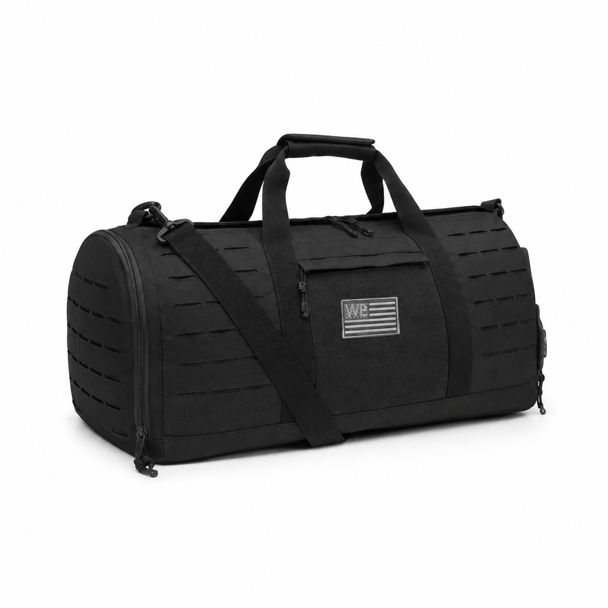 Black Quilted Tactical Travel Duffle Bag