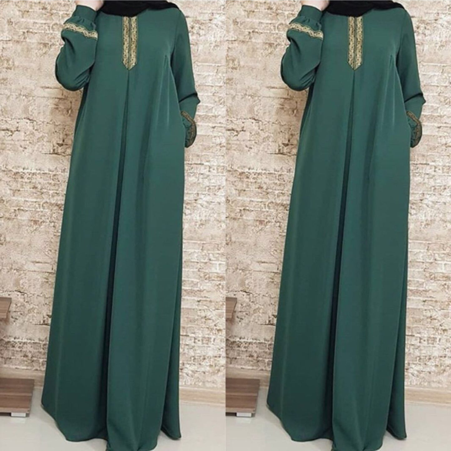 Plus Size, Women's Islamic Palestinian Abaya - Long Abaya Gown with Zipper Closure, Elegant Black Islamicrobe for Everyday & Special Occasions, Machine Washable Muslim Formal Attire, Modest Fashion