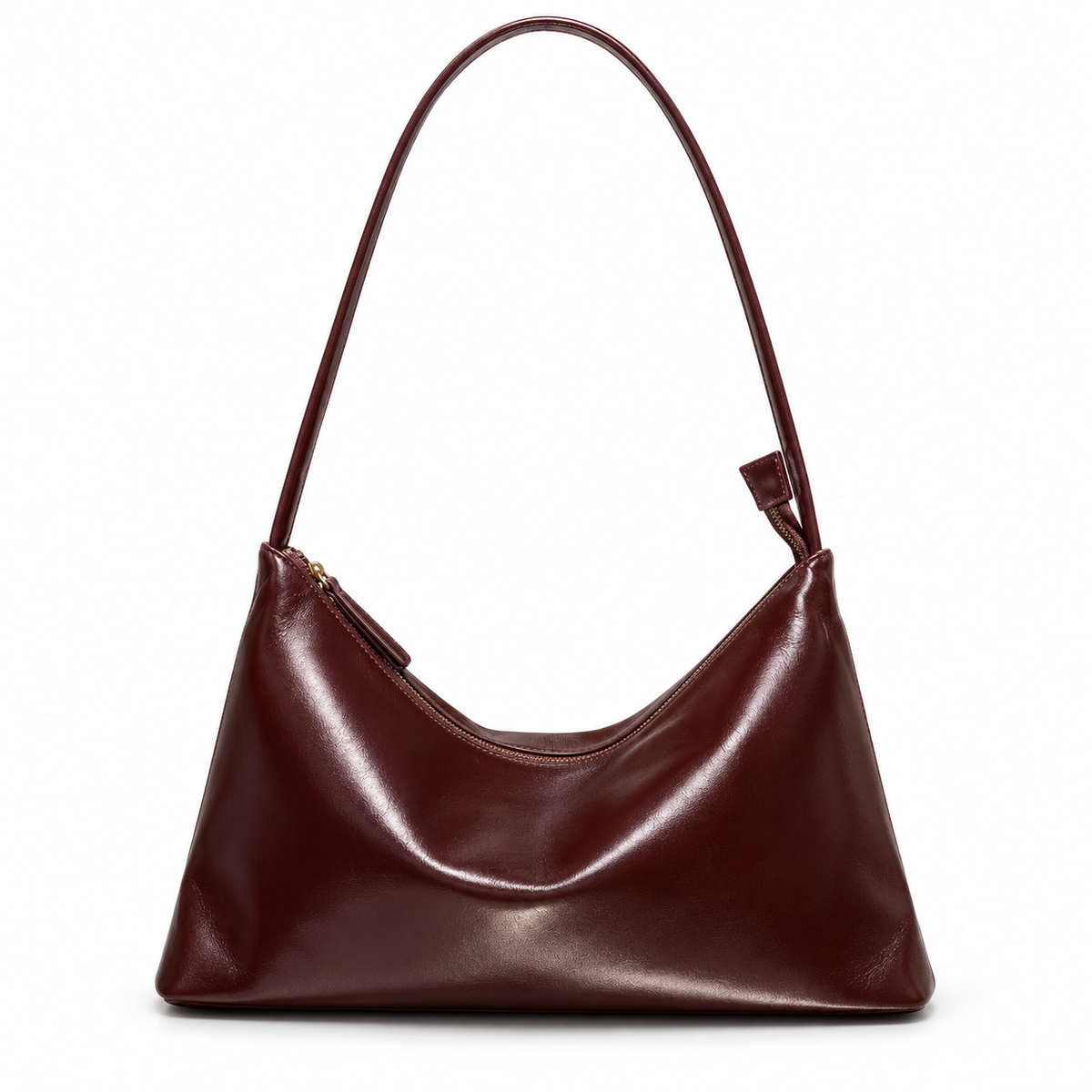 Elegant Wine Coffee Glossy Shoulder Bag