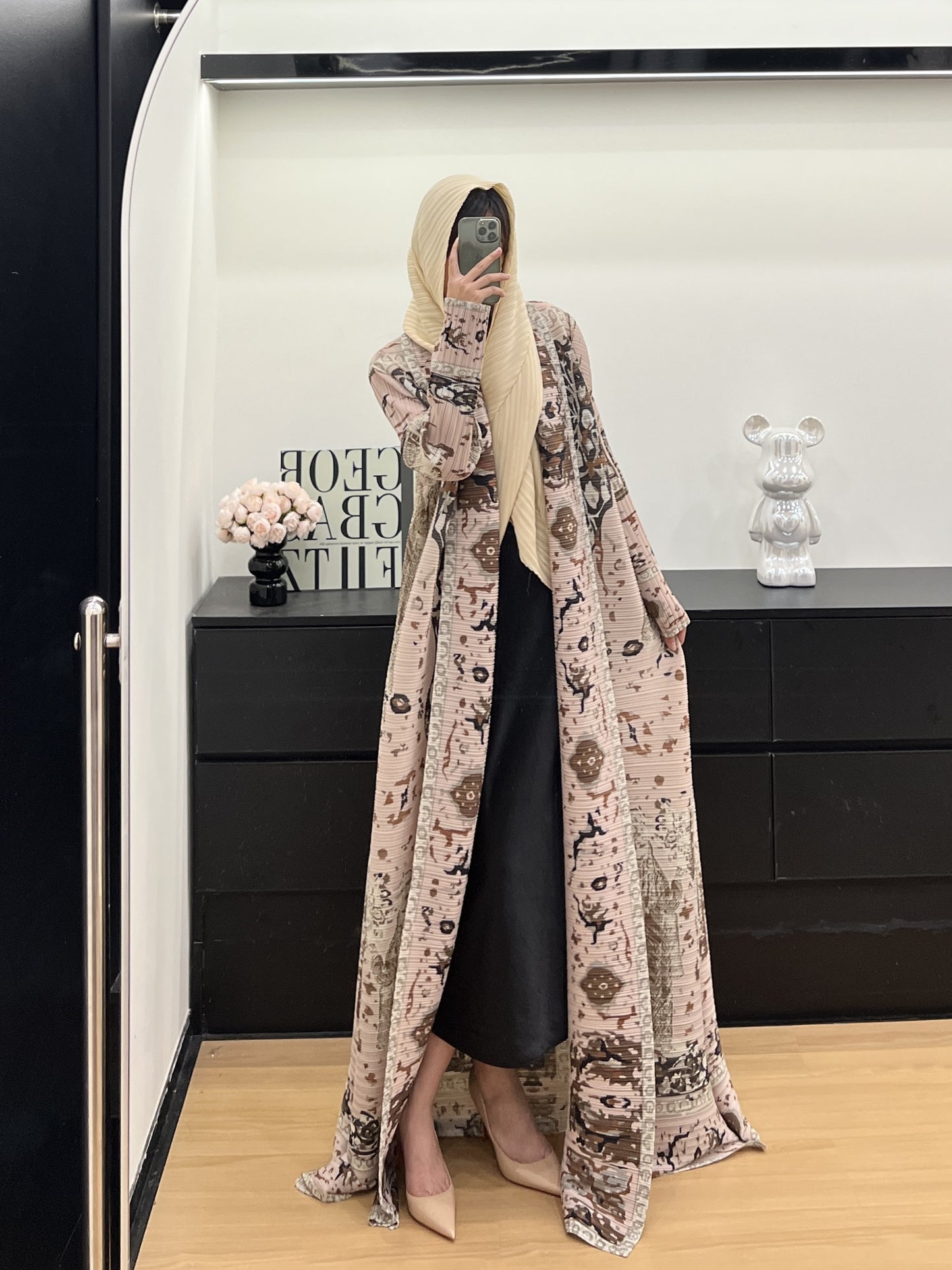 Plus Size Women's Middle Eastern Emirati Abaya Kaftan - Floral Print Loose Fit Draped Lightweight Breathable for Spring Summer Fall, Machine Washable for Daily Wear & Formal Events