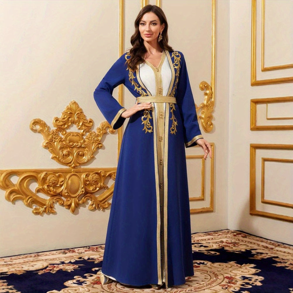 Middle East Women's Abaya Gowns Arabian Dubai Robe Fashion Embroidered Lace Dress Sub Two Piece Set Costumes Accessories