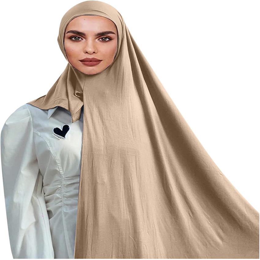 Muslim Hijab Scarf - Elegant Long Prayer Shawl, Lightweight Islamic Khimar Abaya for Women, Modest Muslim Clothing Accessory for Daily & Special Occasions - Easy-Care Hijab Scarf