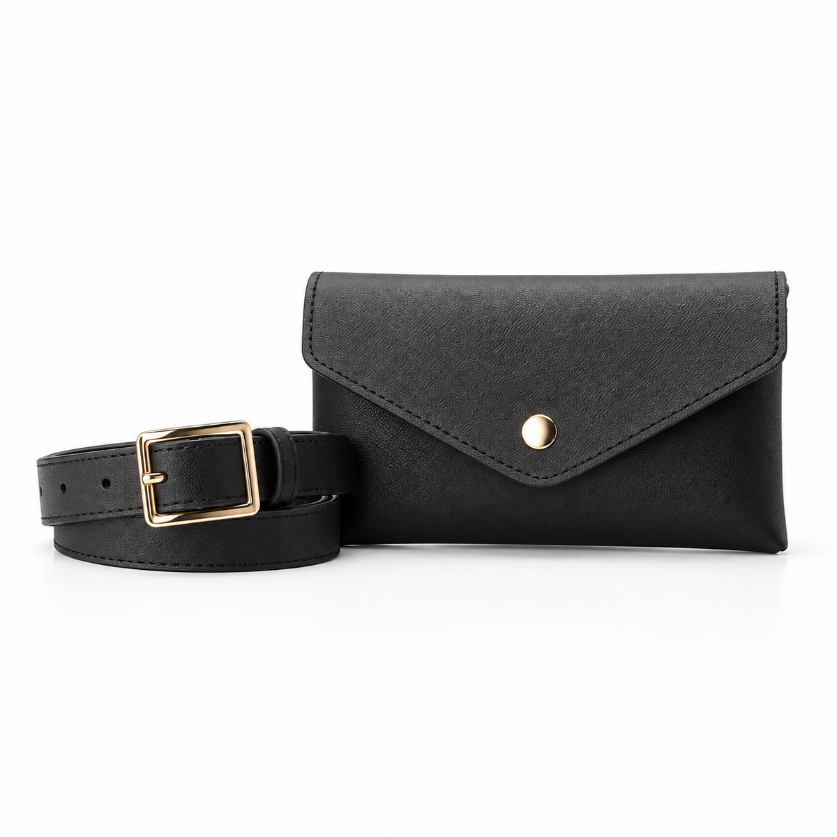 Classic Black Envelope Flap Waist Bag