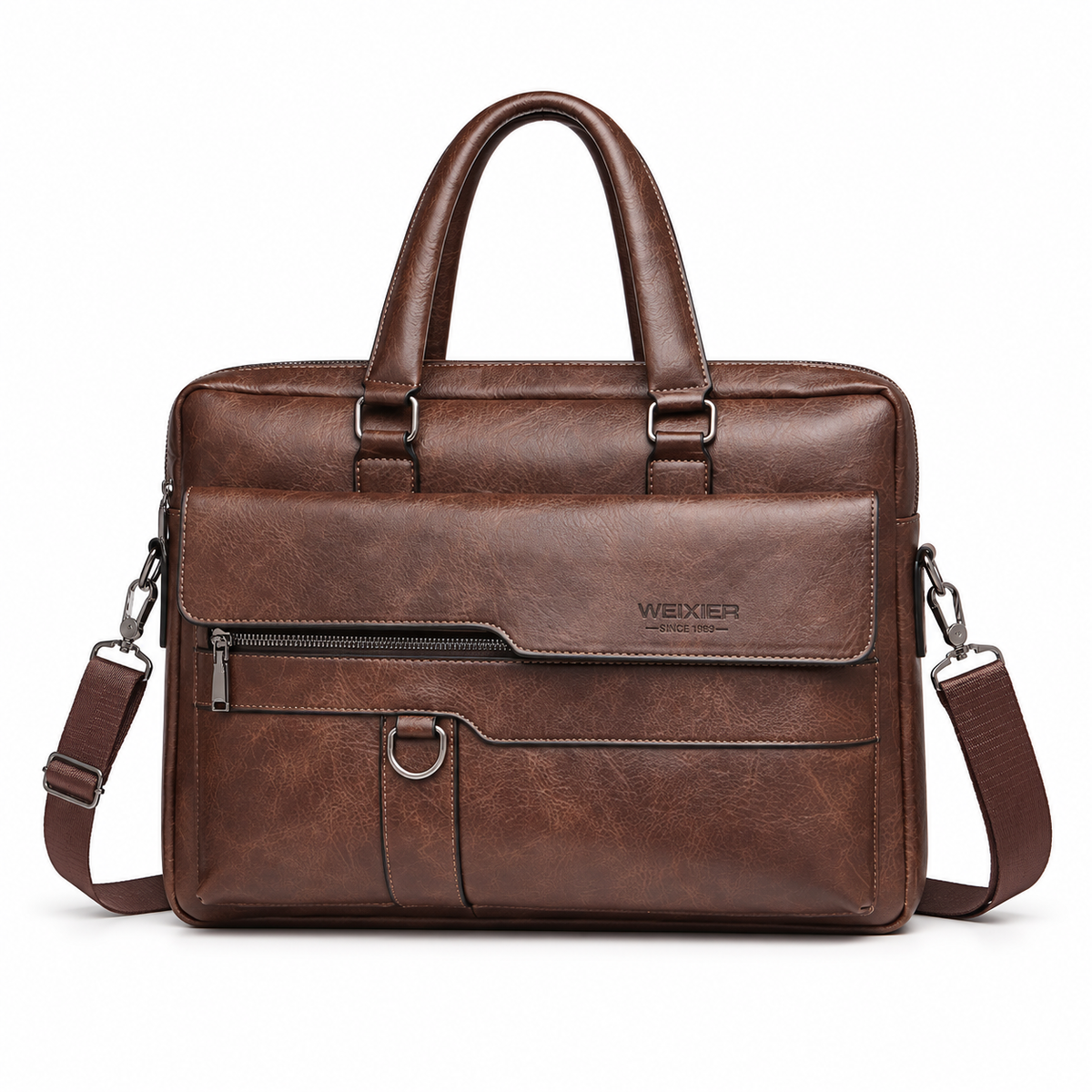 Vintage Brown Leather Briefcase Shoulder Bag